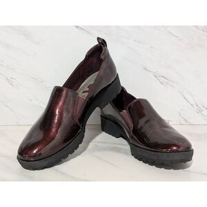 Anne Klein Sport Women's Shiny Burgundy Slip-On Round Toe Loafers Flats Size 7M